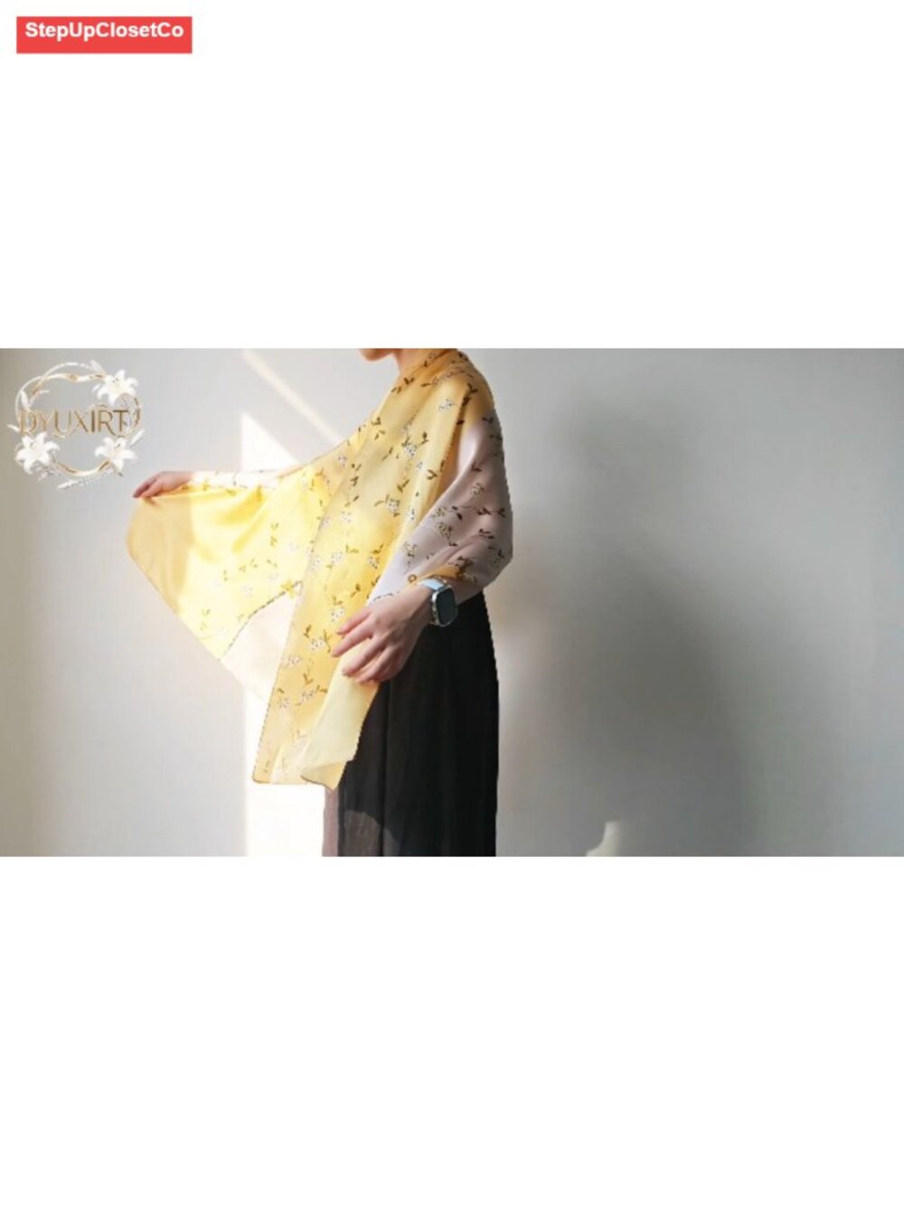 100% Mulberry Silk Oversized Shawl Scarf Sun-Shielding Formal Evening - Picture 5 of 6